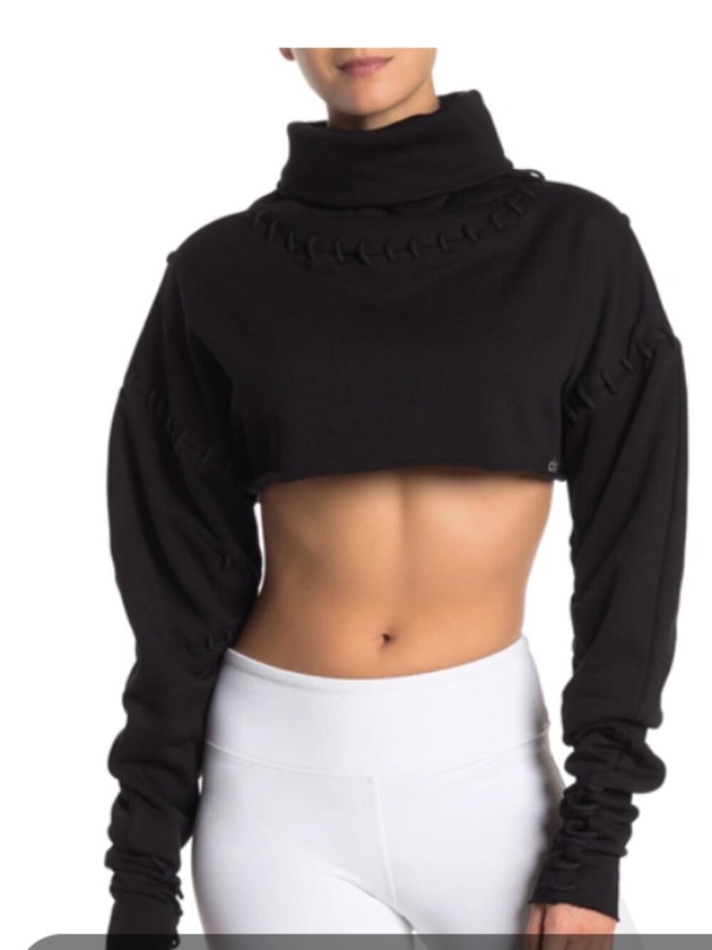 ALO Yoga Splice Cropped Sweatshirt Black